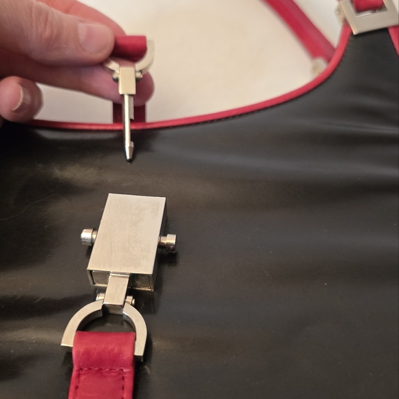 Stuart Weitzman handbag, black with red trim - Picture 6 of 12